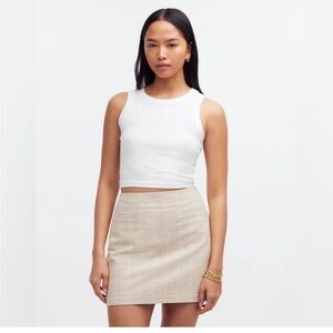 Madewell Tan Plaid Mini Skirt
